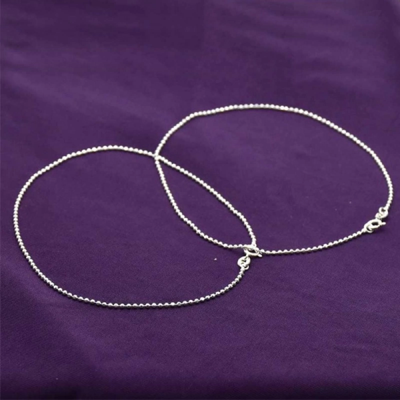Contemporary Silver Tiny Beads Anklets/ Payal/ Kolusu