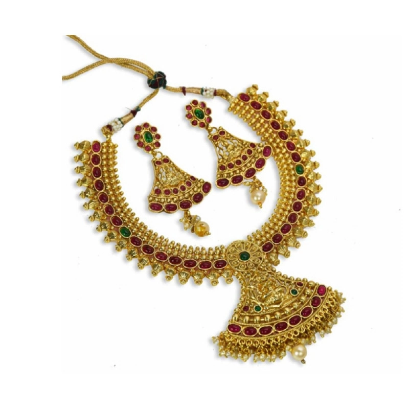 Ethnic One Gram Antique Lakshmi Necklace Set