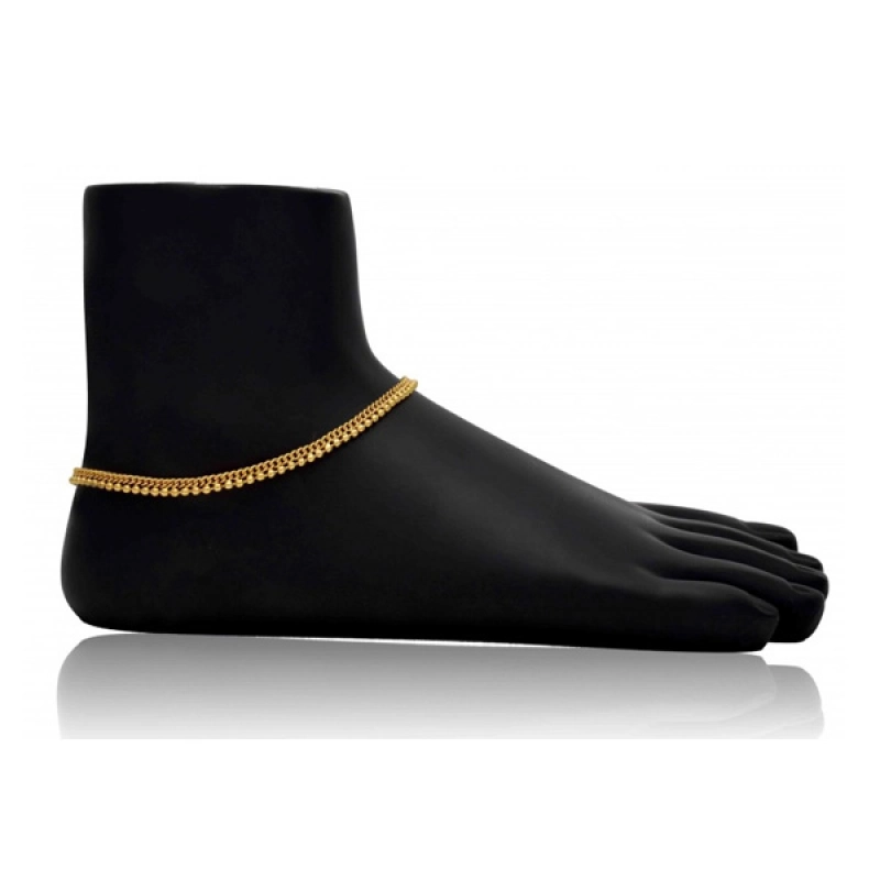 MIcro Gold Plated Link Chain Bead Anklets