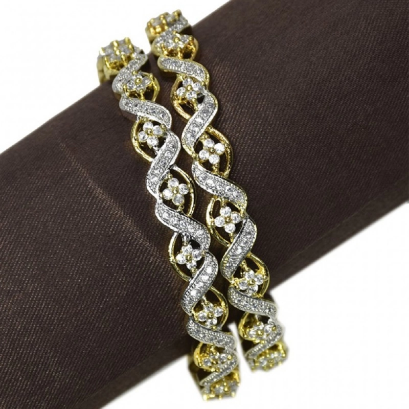 Outstanding Premium Gold Plated CZs Floral Bangle