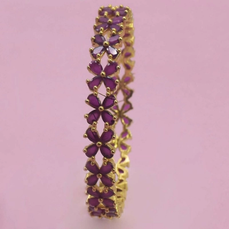 Party wear Premium Gold Plated Floral ruby Bangle