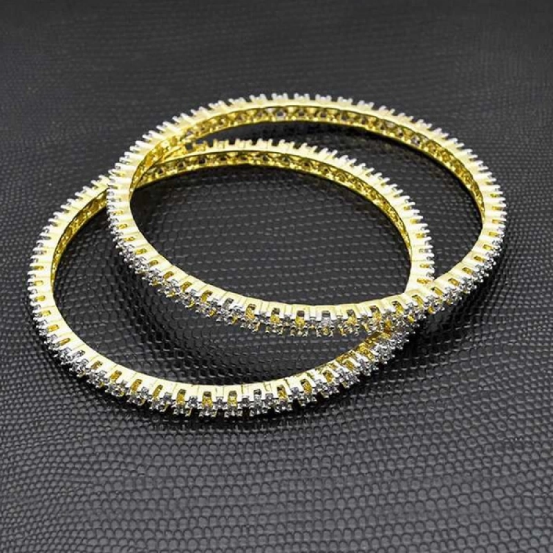 SPARKLING GOLD PLATED CZ PARTY WEAR BANGLES