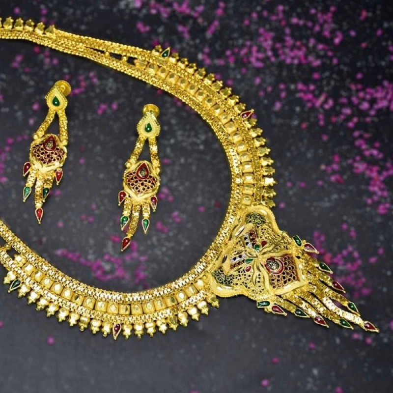 ALLURING GOLD PLATED MUSLIM LAPPA LONG NECKLACE SET