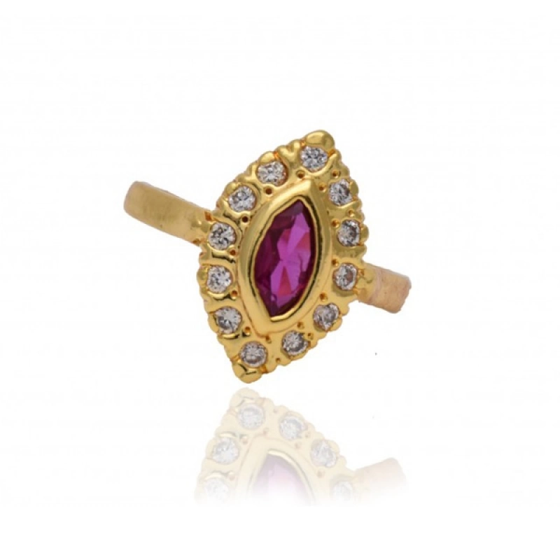 ELEGANT OVAL RUBY AND AMERICAN DIAMOND FINGER RING