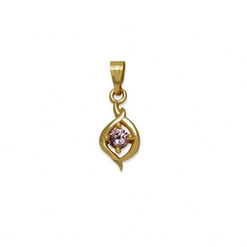 CUTE GOLD PLATED SMALL WHITE STONE PENDANT