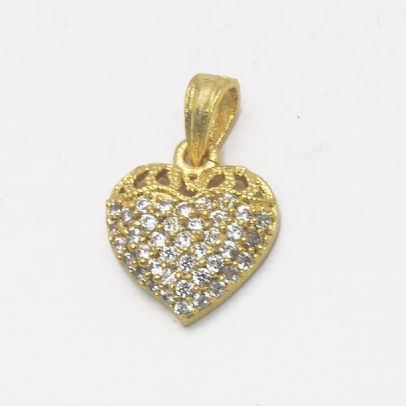FASHIONABLE GOLD PLATED SMALL CZ STONE HEART PENDANT