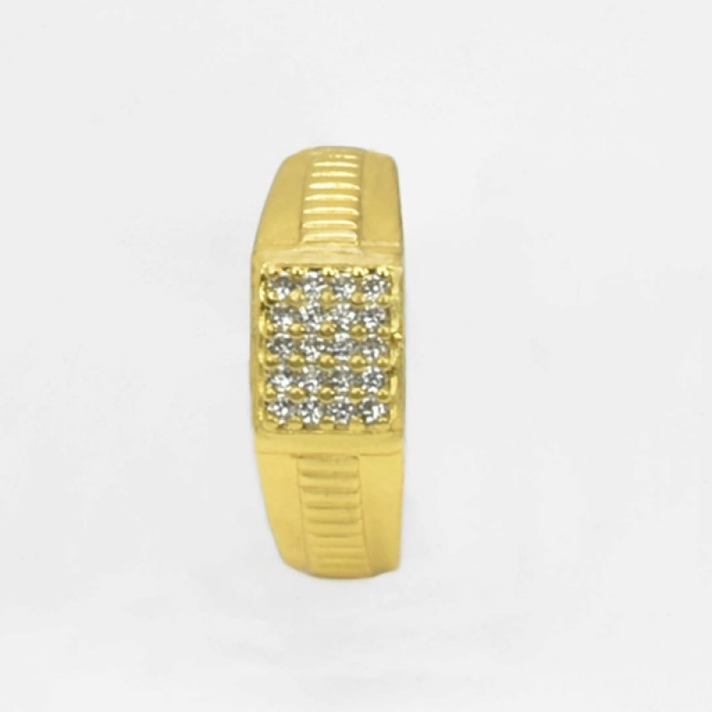 GENT'S MICRO GOLD PLATED CZ STONE FINGER RING