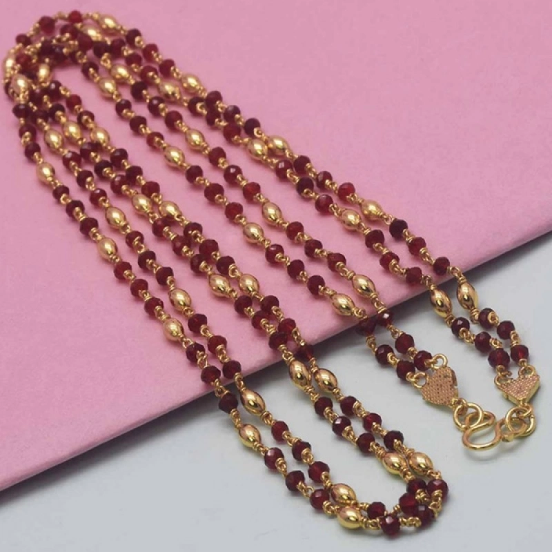 TRENDSETTING CRYSTAL AND GOLDEN BEADS DOUBLE LAYER CHAIN