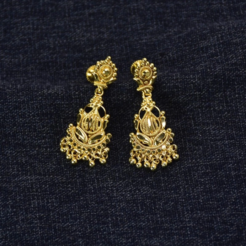 GOLD PLATED DESIGNER SOUTH INDIAN EAR DROPS EARRINGS