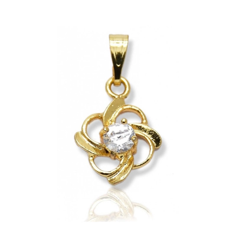 GOLD PLATED FLORAL STONE PENDANT
