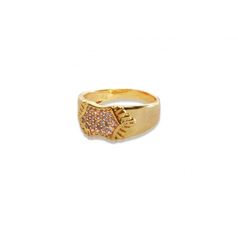 GOLD PLATED GENT'S CZ STONES FINGER RING