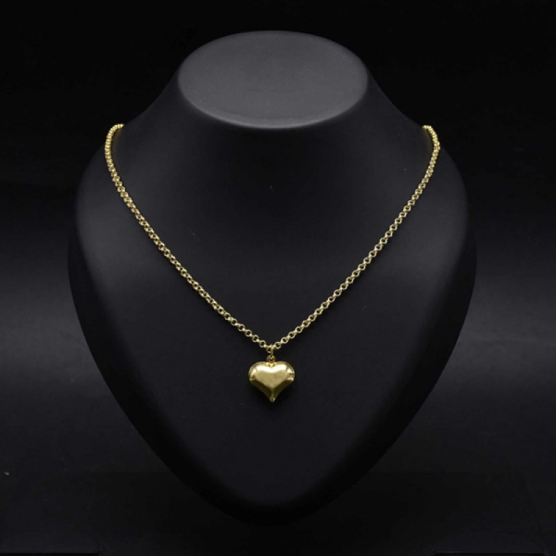 GOLD PLATED PLAIN HEART PENDANT IN SIMPLE CHAIN