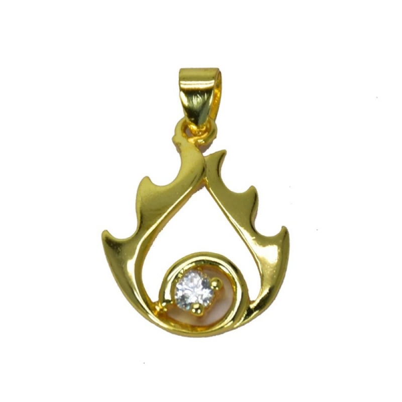 GOLD PLATED WHITE STONE TRIANGLE PENDANT
