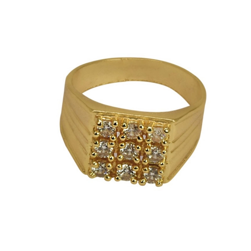 PREMIUM GOLD PLATED GENT'S AD STONE FINGER RING