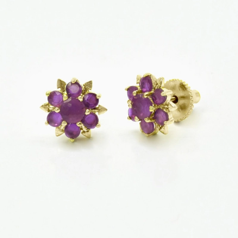 STUNNING PREMIUM SYNTHETIC STONES FLORAL EAR STUDS