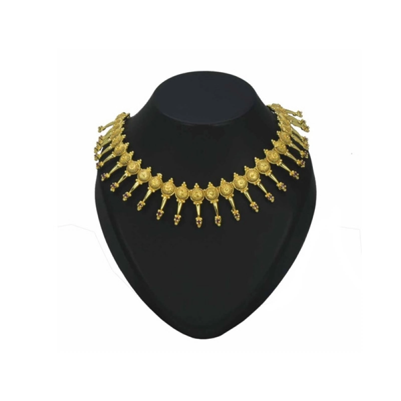 GOLD PLATED DOME DESIGN RUBY SPIKE CHOKER
