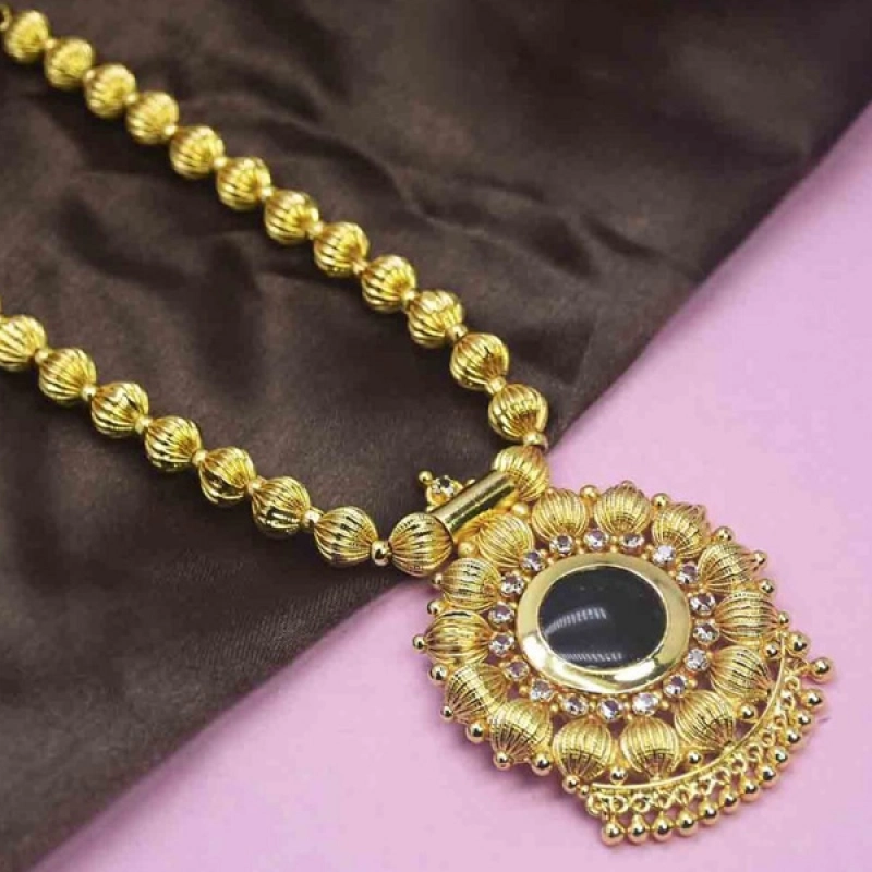 GOLD PLATED TRADITIONAL AD ENAMEL PATHAKKAM NECKLACE