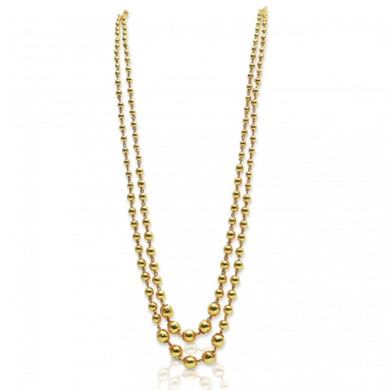 DOUBLE STRAND GOLD BALL CHAIN NECKLACE