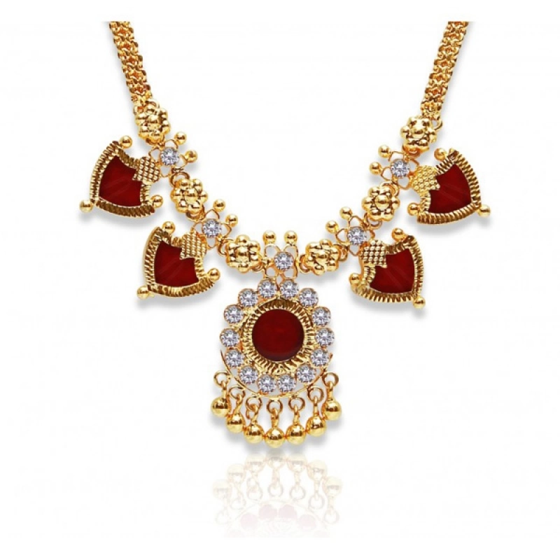 ONE GRAM GOLD PLATED DOUBLE PALAKKA NECKLACE