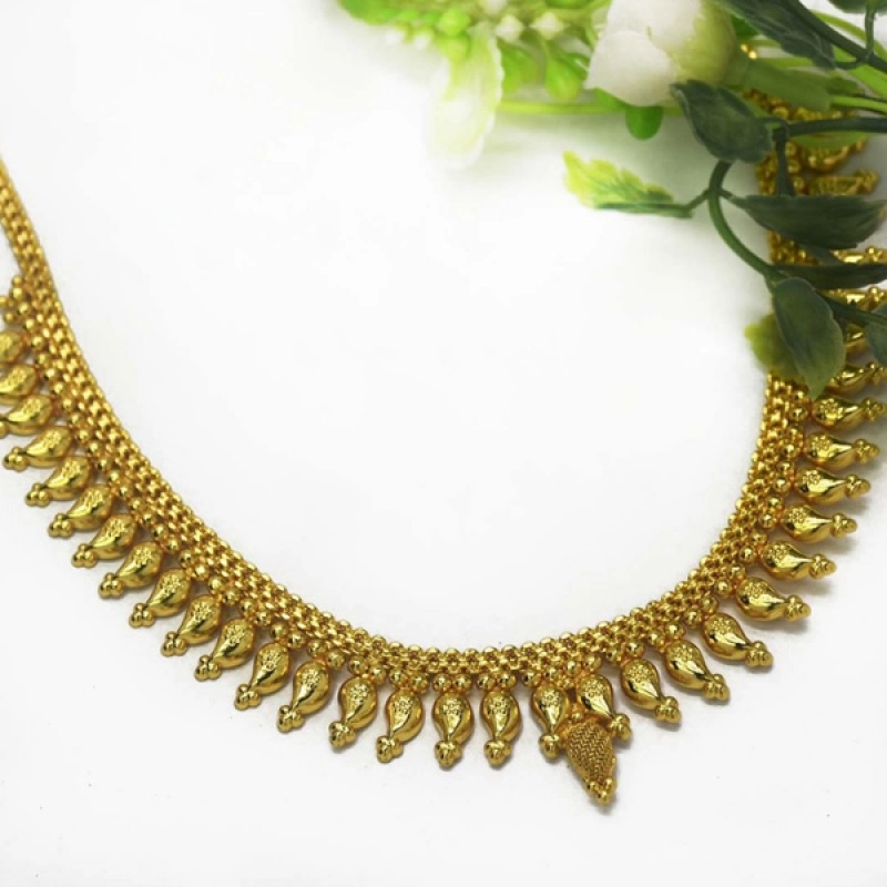 SIMPLE GOLD PLATED TRADITIONAL MANGO DESIGN NECKLACE