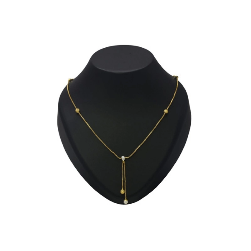 SIMPLE GOLD PLATED TWO-TONE LARIAT NECKLACE