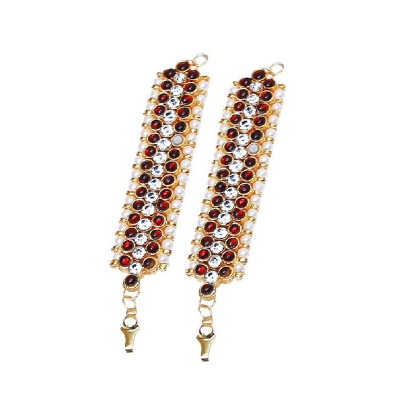 WHITE AND RED IMITATION TEMPLE EAR CHAIN MATTAL