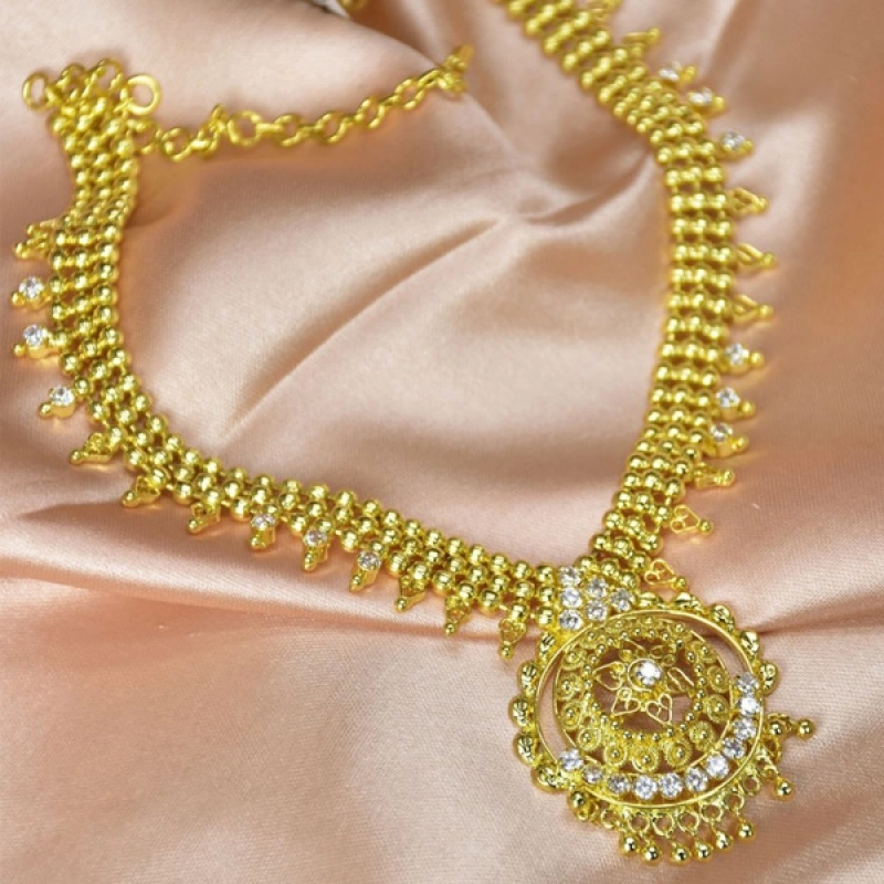 TRADITIONAL GOLD PLATED CZ STONE NECKLACE