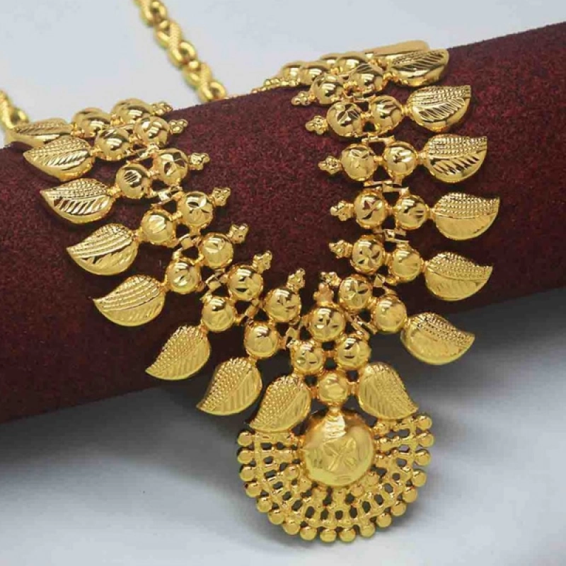 TRADITIONAL MICRO GOLD PLATED BUBBLES MANGO NECKLACE