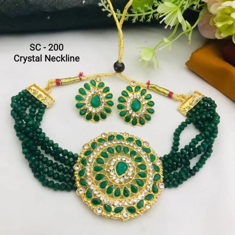 Handmade Crystal Beads Choker Necklace Set