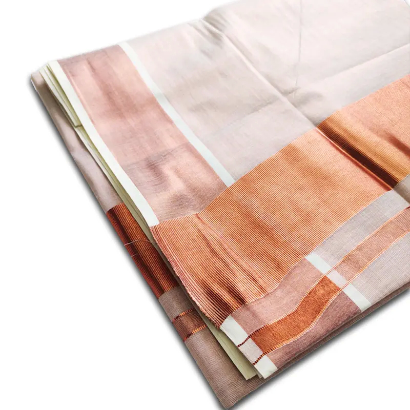 Tissue Set Saree with Copper Border