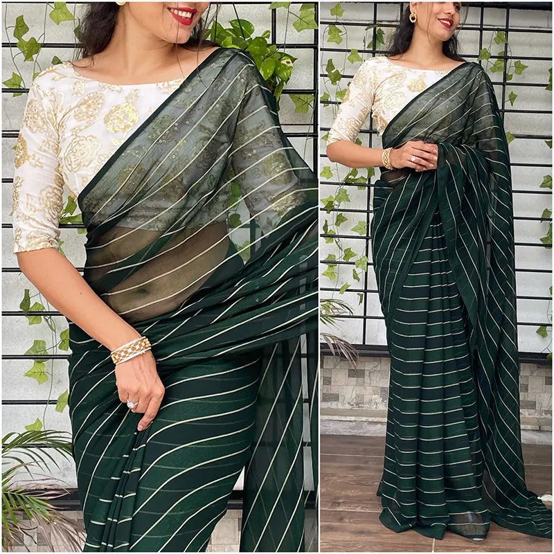 strips weave pattern saree
