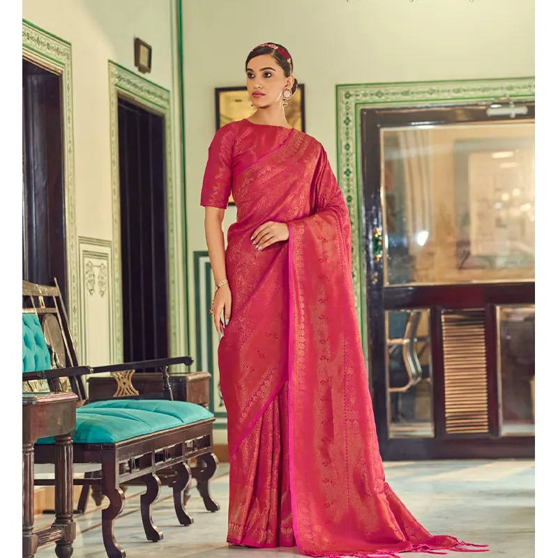 Soft Handloom Weaving silk with Copper Saree