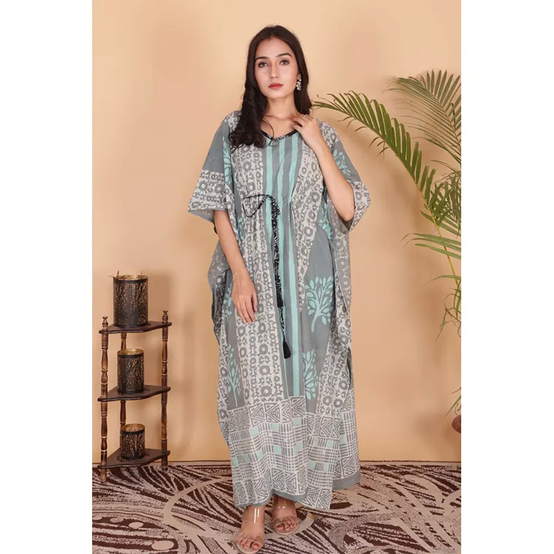 Cotton long kaftan dress (multicolor)