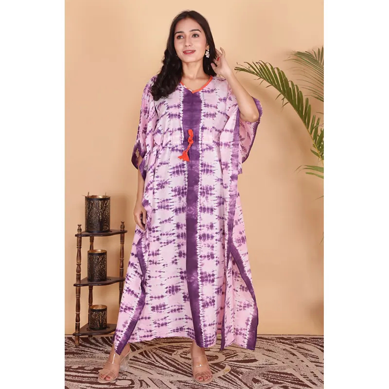 Cotton long kaftan dress (purple)