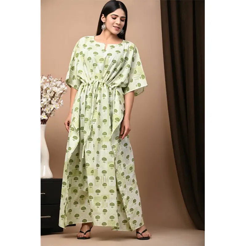 Kishori Cotton Gota Work Mehndi Green Dresses - Zakarto
