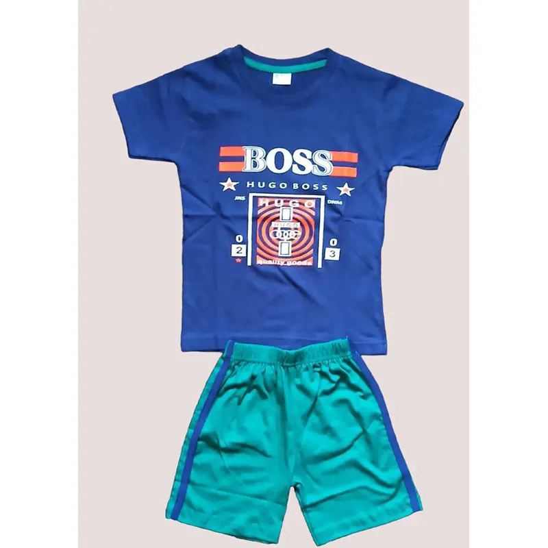 Boys T shirt & Shorts Set (blue & peacock)
