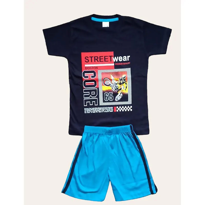 Boys T shirt & Shorts Set (black & blue)