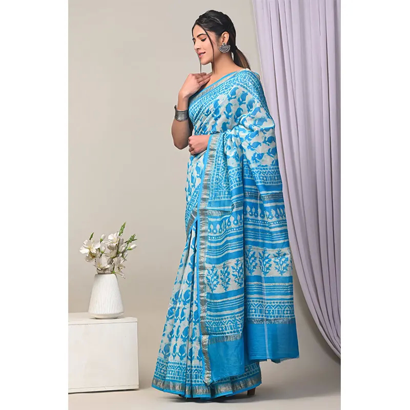 MAHESHWARI SILK sarees (light blue)