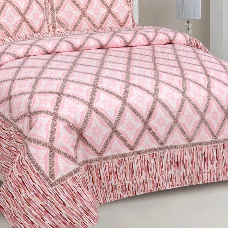 Printed King Size Bedsheet(pink)