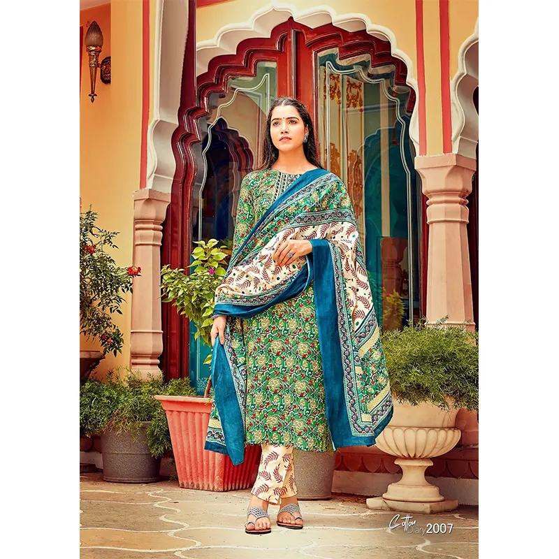 cotton kurta with embroidery and lace work