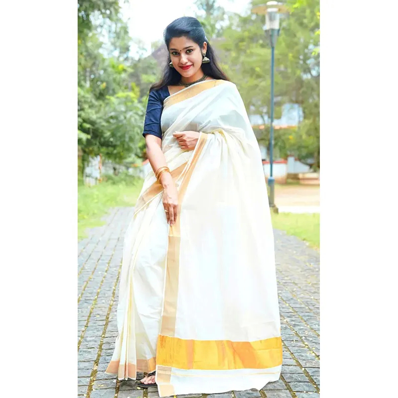 Pure Cotton Kerala Kasavu Saree