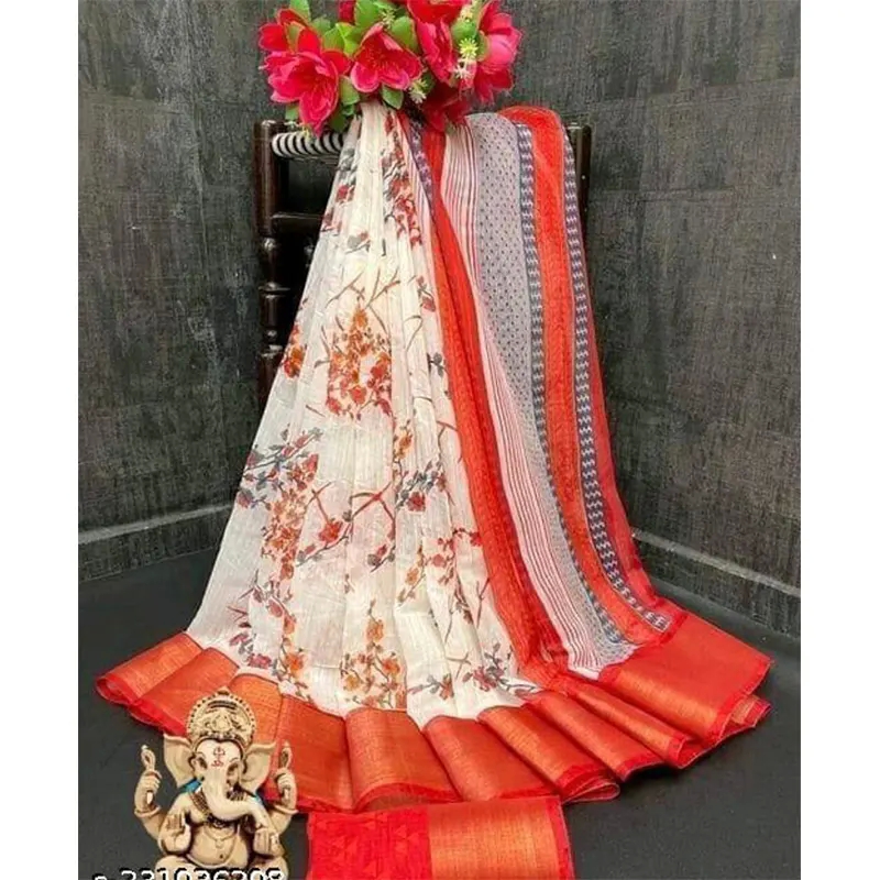 Flower cotton saree