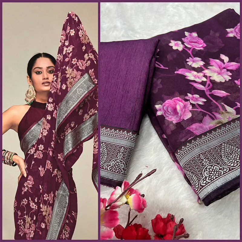 Beautiful floral Print in heavy georgette saree